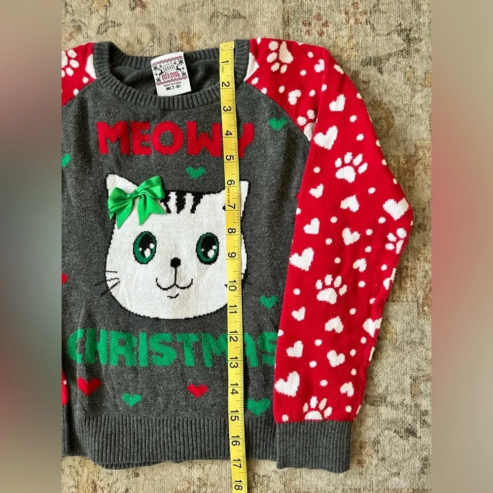 Festive Cat Holiday Sweater - Red and Gray - Picture 3 of 3